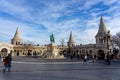 Budapest, Hungary - 01.23.2023: szent Istvan Saint Stephen statue in the fisherman bastion in Budapest Hungary with Royalty Free Stock Photo