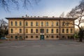 Budapest, Hungary - 26/03/2020: Szent Laszlo Hospital at sunset. This hospital has been appointed to treat the Coronavirus Royalty Free Stock Photo