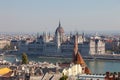 Budapest. Hungary. A view of the city and the building of parliament in the center of composition. Royalty Free Stock Photo