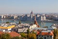 Budapest. Hungary. A view of the city and the building of parliament in the center of composition. Royalty Free Stock Photo