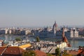 Budapest. Hungary. A view of the city and the building of parliament in the center of composition. Royalty Free Stock Photo