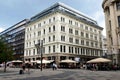 Budapest, Hungary, the Vorosmarty square. streetscape with tourists