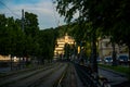 BUDAPEST, HUNGARY: Wide angle view of the Liberty Statue or Freedom Statue stands on Gellert Hill Royalty Free Stock Photo