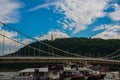 BUDAPEST, HUNGARY: Wide angle view of the Liberty Statue or Freedom Statue stands on Gellert Hill Royalty Free Stock Photo