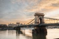 Budapest, Hungary - The world famous Szechenyi Chain Bridge Royalty Free Stock Photo