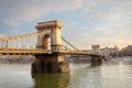 Budapest, Hungary - The world famous Szechenyi Chain Bridge Royalty Free Stock Photo