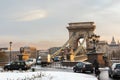 Budapest, Hungary - The world famous Szechenyi Chain Bridge at sunrise Royalty Free Stock Photo