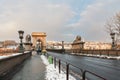 Budapest, Hungary - The world famous Szechenyi Chain Bridge at sunrise Royalty Free Stock Photo