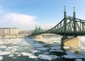 Budapest, ice drift on the Danube Royalty Free Stock Photo
