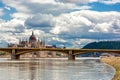 Budapest, Margaret Bridge on the background of the Hungarian Parliament, cityscape