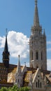 Details of Budapest Matthias Church tower and rooftop in Budapest, Hungary