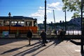 The Budapest Metro by the Danube River in Budapest, Hungary. Royalty Free Stock Photo