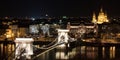 Budapest by night, Chain Bridge Royalty Free Stock Photo