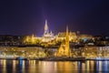 Budapest by night from danube river, Hungary Royalty Free Stock Photo