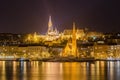 Budapest by night from danube river, Hungary Royalty Free Stock Photo