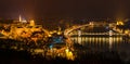 Budapest night panorama with Hungarian Parliament Royalty Free Stock Photo