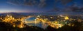 Budapest night panorama view.