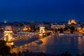 Budapest night view Chain Bridge Royal Palace St Stephen Istvan Basilica Hungary Royalty Free Stock Photo