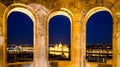 Budapest, night view on Danube, Parliament and Chain Bridge Royalty Free Stock Photo