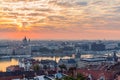 Budapest is one of the most beautiful cities in Europe. View of the panorama of Budapest at dawn in the fog. Royalty Free Stock Photo