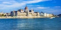 Budapest - panorama with famous landmark Parlament, Hungary Royalty Free Stock Photo