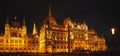 Beautiful Gothic building with light at night