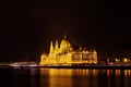 Budapest parliament building at night, long exposure. Hungarian Parliament building and Danube River in the Budapest city at night Royalty Free Stock Photo