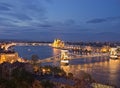 Budapest Parliament at night with reflection in danube. Royalty Free Stock Photo