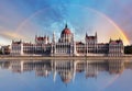 Budapest - Parliament.with reflection in Danube Royalty Free Stock Photo