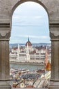 Budapest parliament seen from Fishermans bastion Royalty Free Stock Photo