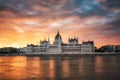 Budapest Parliament at sunrise Royalty Free Stock Photo