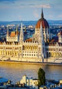 Budapest parliament at sunset lighting Royalty Free Stock Photo
