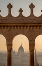 Budapest, Parliament view through Fishermans Bastion, Hungary Royalty Free Stock Photo