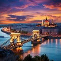 Budapest's dynamic cityscape at dusk