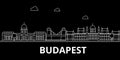 Budapest silhouette skyline. Hungary - Budapest vector city, hungarian linear architecture, buildings. Budapest travel