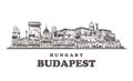 Budapest sketch skyline. Budapest, Hungary hand drawn vector illustration