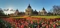 Budapest - spring panorama with flower, Szechenyi Spa, Hungary Royalty Free Stock Photo