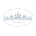 Budapest stamp - hungarian parliament building, Budapest emblem