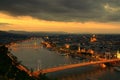 Budapest Sunset with City Lights Royalty Free Stock Photo