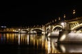 Budapesta Night Bridge Over Danube Royalty Free Stock Photo