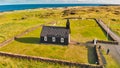 Budavegur, Western Iceland. Aerial view of famous black church of Budir