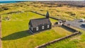 Budavegur, Western Iceland. Aerial view of famous black church of Budir