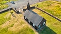 Budavegur, Western Iceland. Aerial view of famous black church of Budir