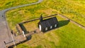 Budavegur, Western Iceland. Aerial view of famous black church of Budir