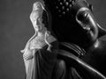 Buddha and Avalokitasvara Bodhisattva/Guan Yin/Guanshiyin sculpture Royalty Free Stock Photo