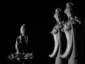 Buddha and Avalokitasvara Bodhisattva/Guan Yin/Guanshiyin sculpture Royalty Free Stock Photo