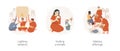 Buddha Birthday isolated cartoon vector illustration set.