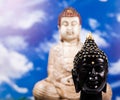 Buddha and blue sky background, vivid colors, natural tone Royalty Free Stock Photo