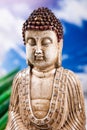 Buddha and blue sky background, vivid colors, natural tone Royalty Free Stock Photo