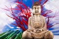 Buddha and blue sky background, vivid colors, natural tone Royalty Free Stock Photo